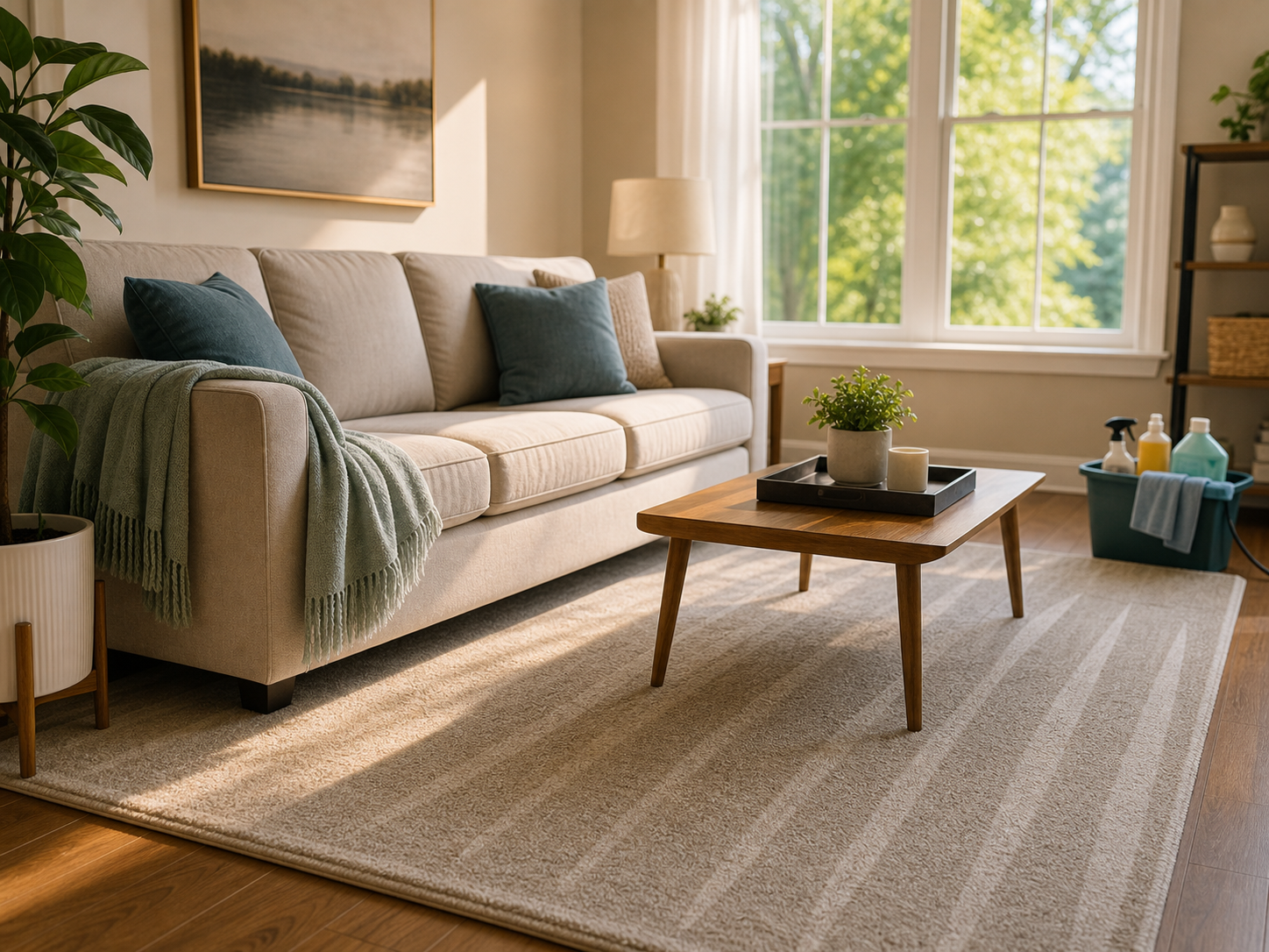 Bright living room after recurring cleaning
