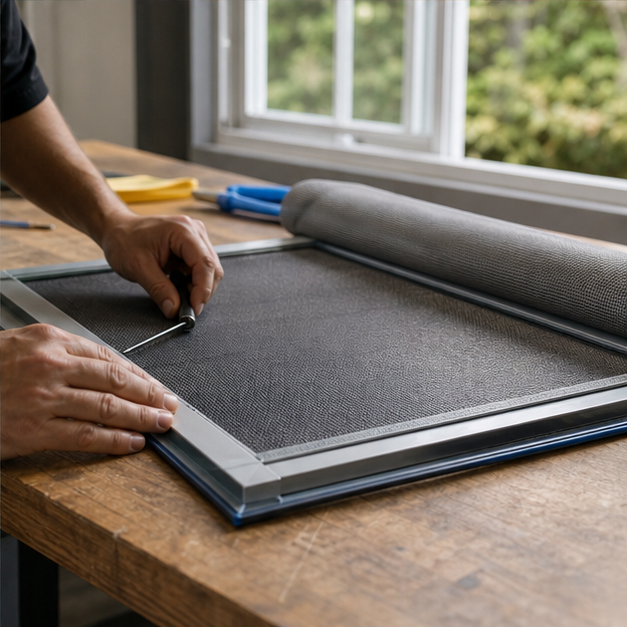 Window screen and glass repair