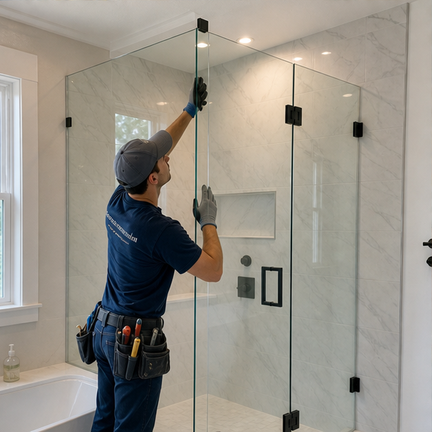 Clean shower glass installation